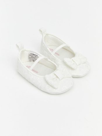 White Patterned Pre-Walking Shoes for Baby Girls