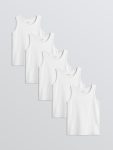 White Boys' Ribbed Cotton Undershirt 5-Pack