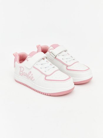 White Barbie Embroidered Girls' Baby Sneakers