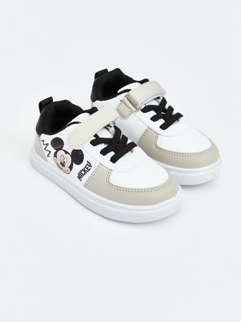 Beige Mickey Mouse Printed Boys' Baby Sneakers