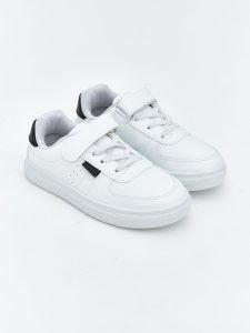 White Lace-Up and Hook-and-Loop Baby Boy Sports Shoes