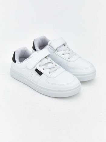 White Lace-Up and Hook-and-Loop Baby Boy Sports Shoes