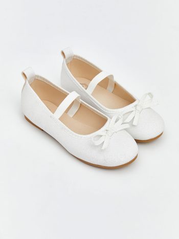 White Glitter Girls' Ballet Flats