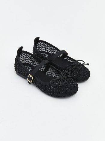 Black Bow Detail Girls' Ballerinas