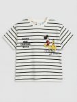 Ecru Crew Neck Mickey Mouse Print Boys' Baby T-Shirt