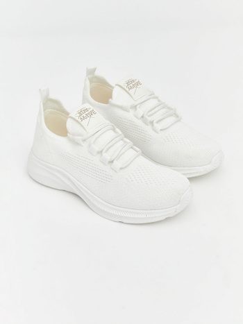 White Mesh Detail Girls' Sports Shoes