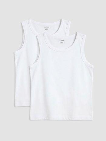 White Bicycle Neckline Boys' Tank Top 2-Pack