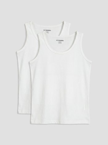 Beige Crew Neck Boys' Undershirt 2-Pack