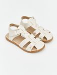 Beige Embroidered Flower Girl Baby Sandals