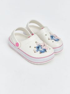 White Lilo & Stitch Print Baby Girl Beach Sandals