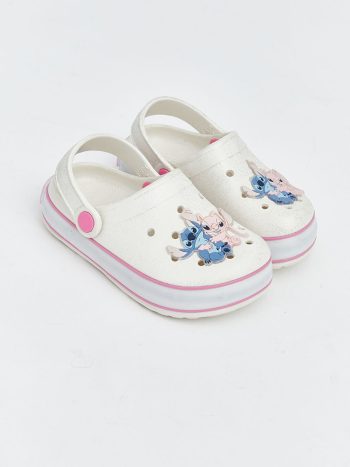 White Lilo & Stitch Print Baby Girl Beach Sandals