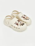 Beige Teddy Bear Print Girls' Beach Sandals
