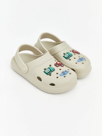 Beige Printed Boys' Baby Beach Sandals