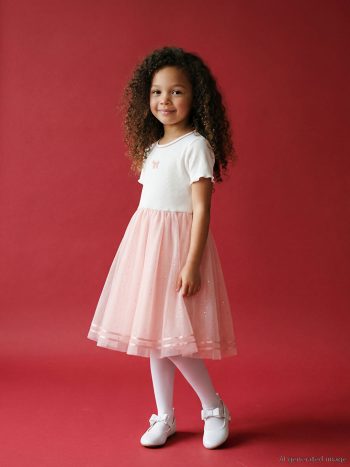 Ecru Bicycle Collar Girls' Tutu Dress