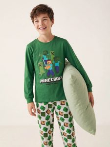 Green Minecraft Print Boys' Pajama Set