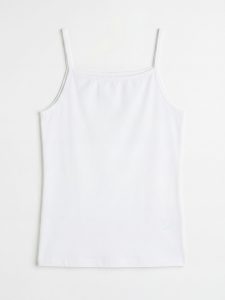White Square Neckline Spaghetti Strap Girls' Tank Top