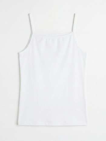 White Square Neckline Spaghetti Strap Girls' Tank Top