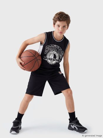 Black Beşiktaş Printed Boys' Tank Top and Shorts Set