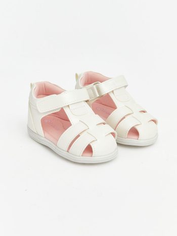 Beige Faux Leather Baby Girl Sandals