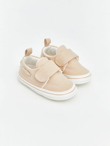 Beige Velcro Pre-Walking Shoes for Baby Boys