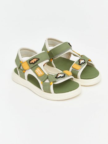 Olive Dinosaur Print Boys' Baby Sandals