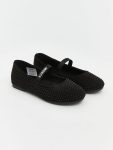 Black Stone-Embellished Baby Girl Ballet Flats