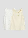 Ecru Bicycle Neck Floral Girl's Tank Top 2-Pack
