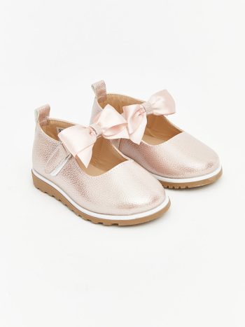 Pink Bow Print Infant Girl Ballet Flats