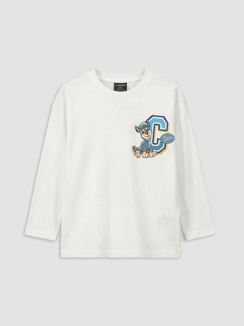 Ecru Crew Neck Paw Patrol Printed Boys' T-Shirt