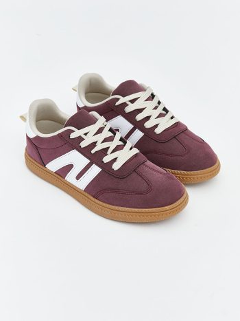 Burgundy Lace-Up Girls' Sports Shoes
