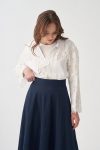 Navy Blue Bias-Cut Paneled Skirt