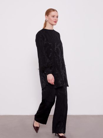 Black Jacquard Chain Pattern Two-Piece Set