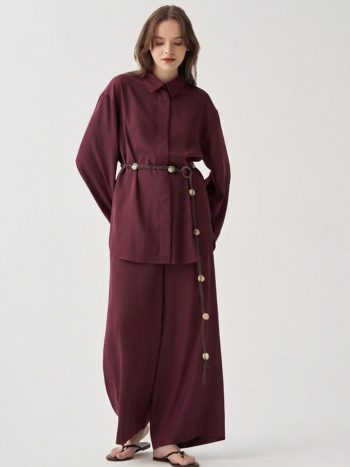 Plum-Comfort Pantsuit Set