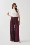 Plum-Pleat Detail Palazzo Pants