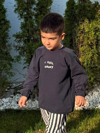 Nakışlı Sweatshirt 1-7 Yaş Antrasit