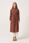 Pleated Long Tunic Brown