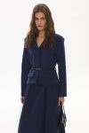 Premium Gold Belted Navy Blue Jacket Dress