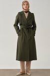 Embroidered Detail Trench Coat - Khaki