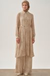 Shawl Patterned Belted Tunic - Beige