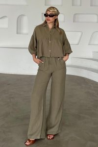 Relaxed Short Shirt Two-Piece Muslin Set HAKI 9355-TK