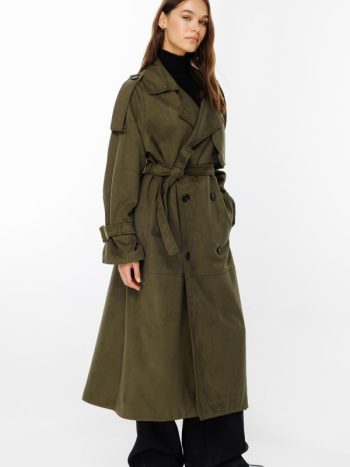Suede Khaki Trench Coat