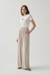 Stone-Waist Elastic Wide-Leg Trousers
