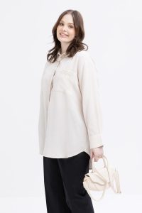 Stone-Embroidered Shirt Tunic