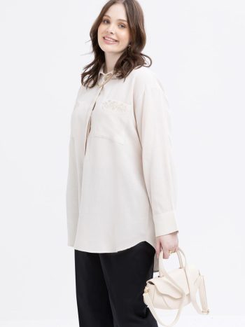 Stone-Embroidered Shirt Tunic