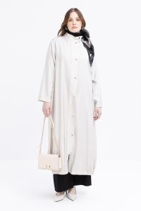Stone-Hem Elastic Snap Closure Abaya