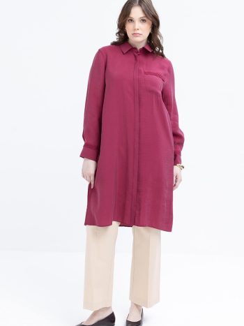 Cherry-Striped Lace Detail Modal Shirt Tunic