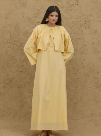 Yellow Veil Jacket Dress Set