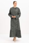 Green Robe-Belted Print Plus Size Dress