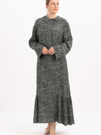 Green Robe-Belted Print Plus Size Dress